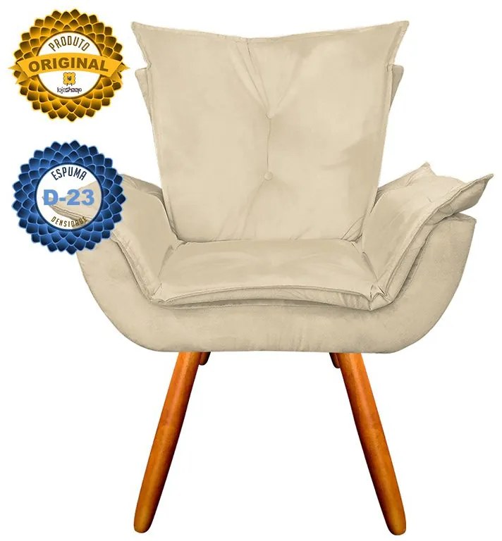 Poltrona Decorativa Pés Palito Emília Plus Suede Bege
