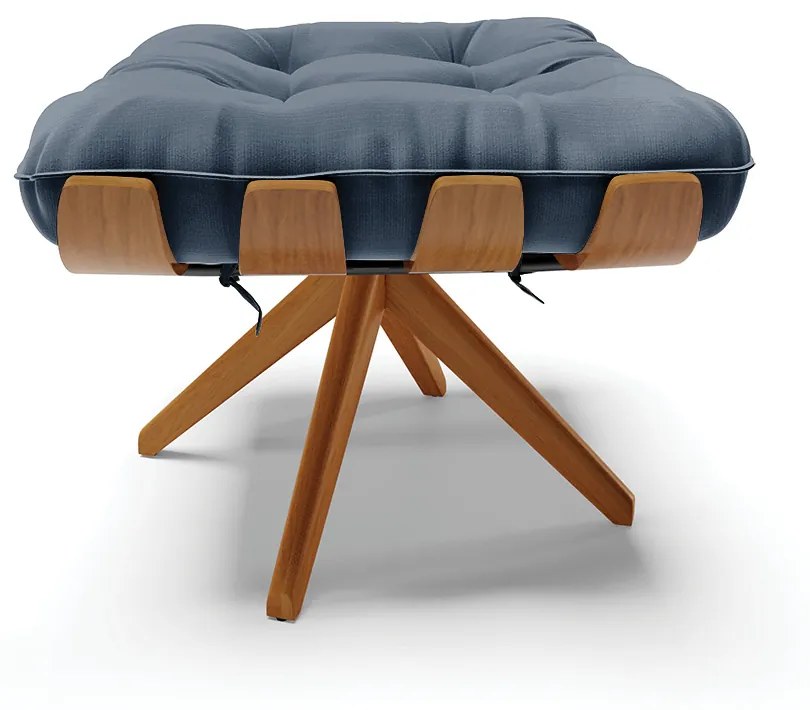 Puff Giratório Costela kit 2 Suede Base de Madeira MA30 M11 - D'Rossi - Azul Marinho