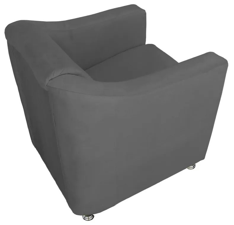 Poltrona Decorativa Cecilia Suede Cinza Grafite