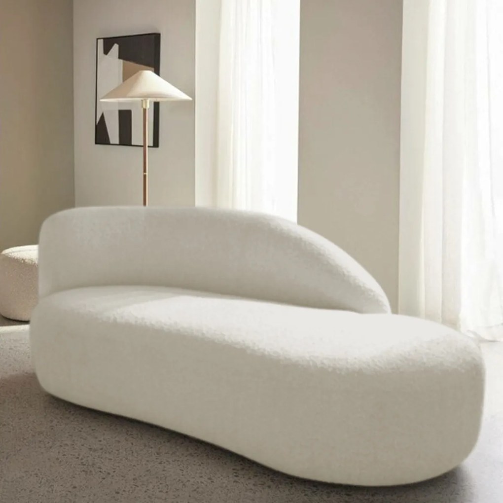 Divã Recamier Curvo Luna 140cm Lado Direito Bouclé - ADJ Decor