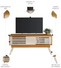 Rack Bancada de TV 65 Pol 150cm Keli Z10 Off/Cinamomo - Mpozenato