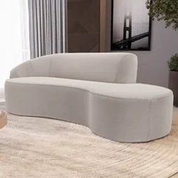 Sofá Living  4 Lugares 280cm Braço Esquerdo Mozart D06 Bouclê Bege - M