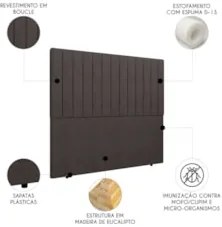 Cabeceira Cama Box Queen 160cm Estofada Plutus Boucle Marrom Z04 - Mpo