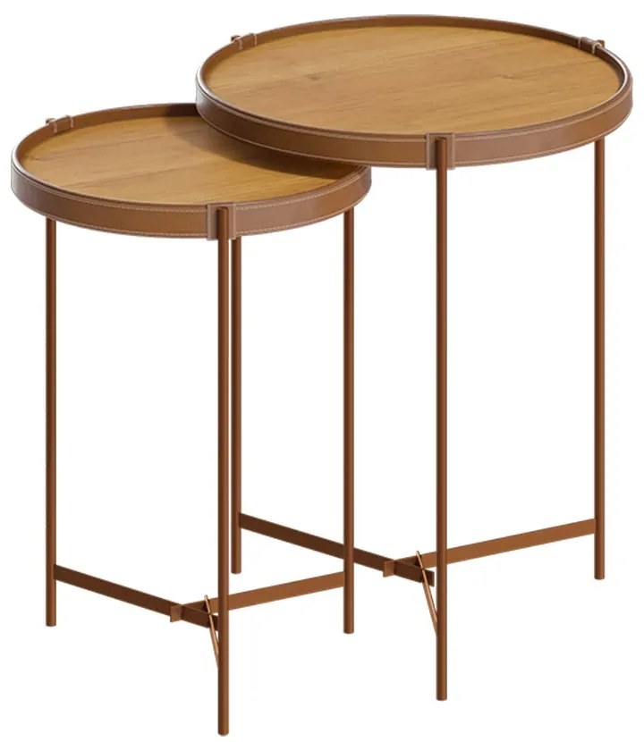Conjunto Mesa Lateral Nezuko Base Cobre Tampo Nature G29 - Gran Belo