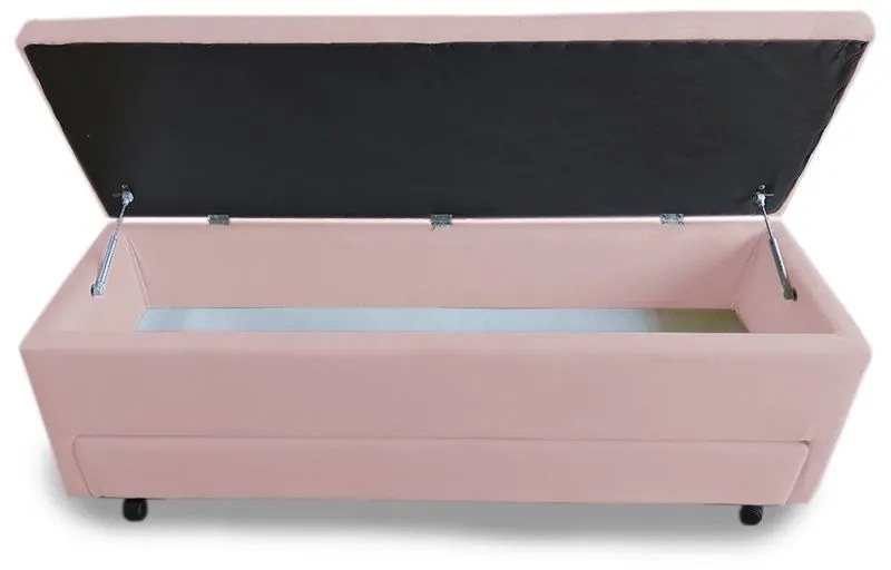 Calçadeira Baú com Sapateira Queen 160cm Paris Suede Rosa - Sheep Estofados - Rosa
