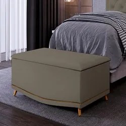 Calçadeira Baú Solteiro 90cm com Tachas Imperial J02 Sintético Areia -