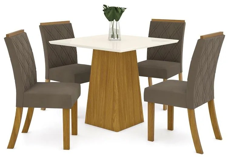 Mesa de Jantar 90cm Dora Quadrada Nature Off White Henn