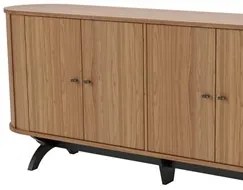 Balcão Buffet Pés Retrô 180cm 4 Portas Miles D01 Freijó/Preto Fosco -
