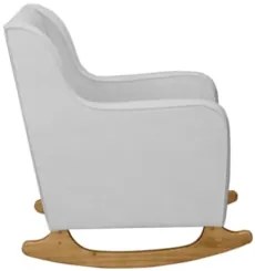 Poltrona Amamentação Base Madeira Balanço Vick Bouclê Cinza F03 - Mpoz