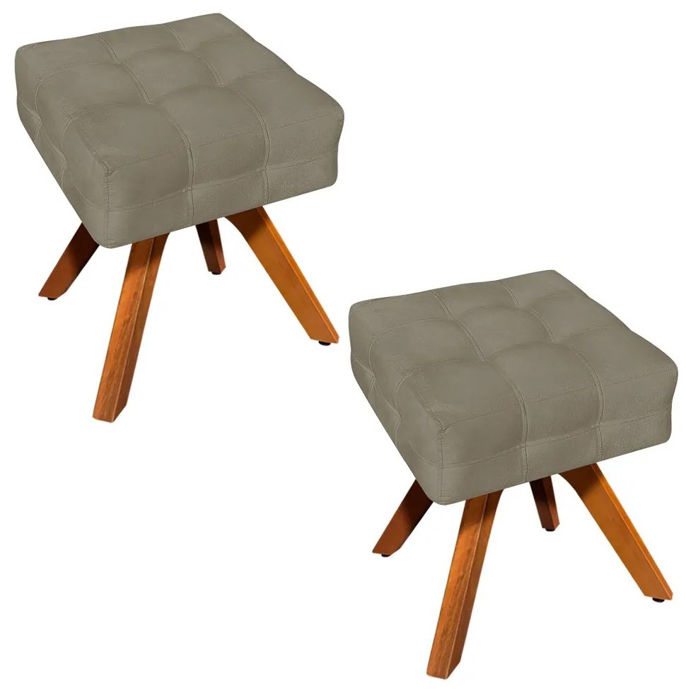 Puff Banqueta Decorativo Giratório MM30 Kit 2 Elisa Suede D03 - D'Rossi - Marrom Rato