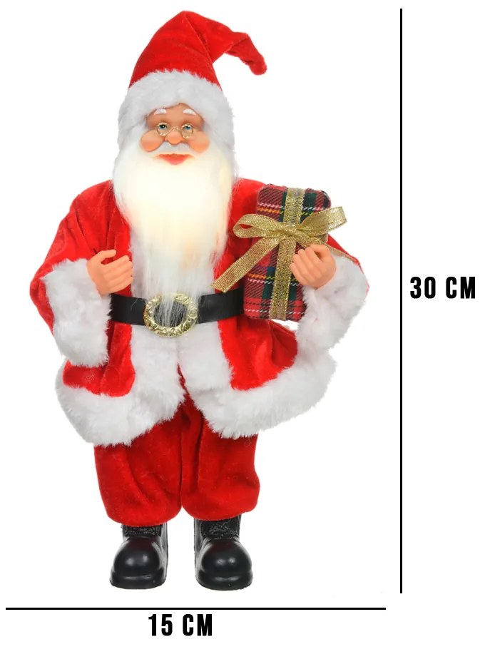 Papai Noel Decorativo com Led Vermelho e Branco 30x15 cm F04 - D'Rossi