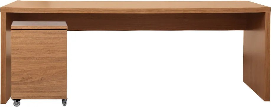 Conjunto Bancada Contemporânea Louro Freijó - 1,36m + Módulo Contemporâneo 1 porta Louro Freijó - 42,5cm