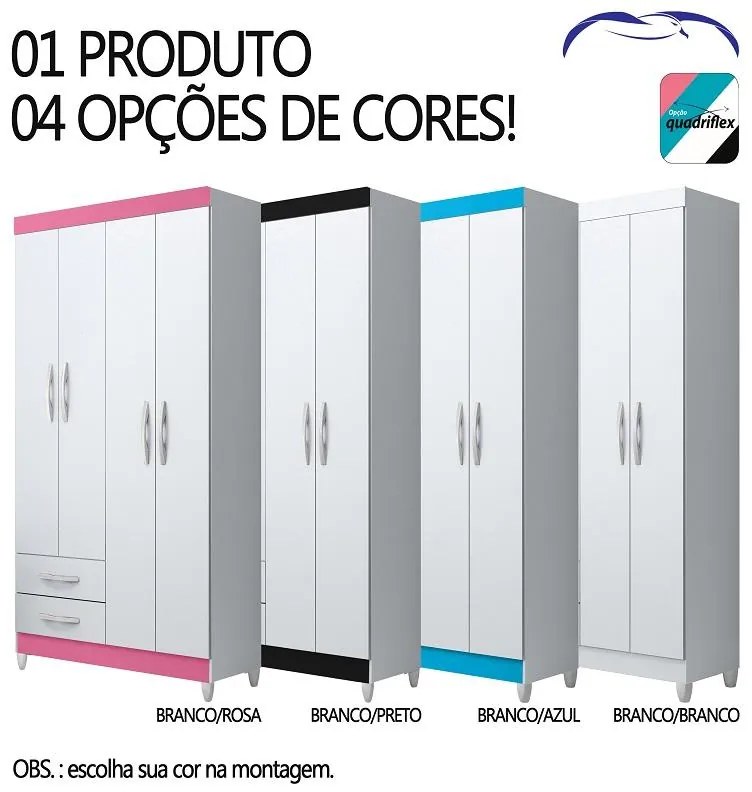 Guarda Roupa Roupeiro Infantil 4 portas 2 Gavetas Quadriflex