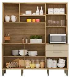 Armário de Cozinha Compacta 180cm Turim K02 Freijó/Vanilla - Mpozenato