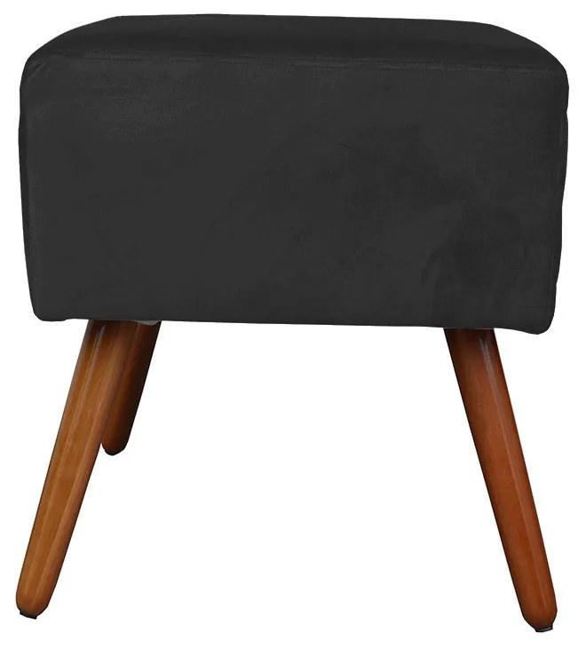 Kit Poltrona Gabi Pé Palito + Puff Quadrado Suede Preto Sala, quarto, amamentação