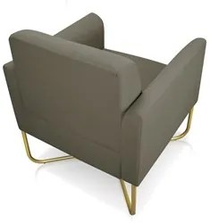 Poltrona Decorativa Base Industrial X Dourada Maressa S12 Suede Marrom