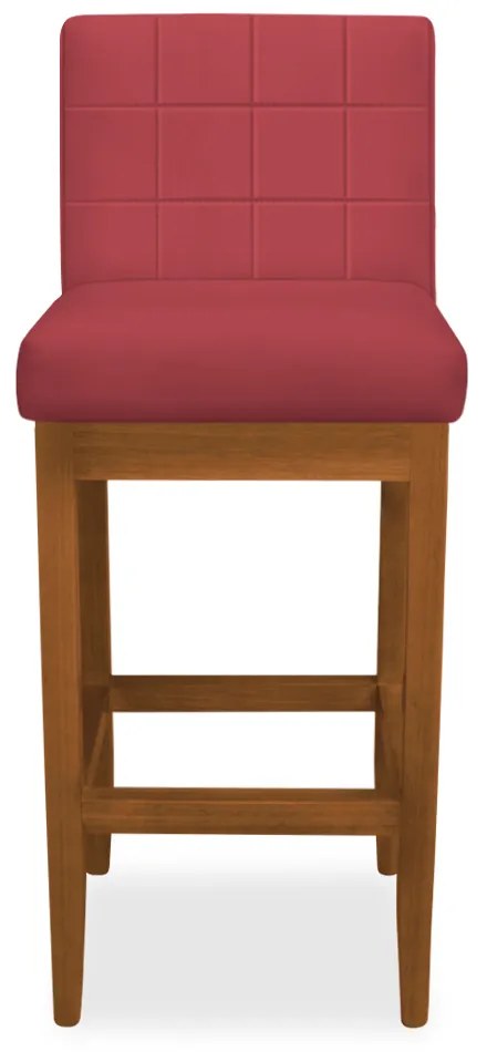 Kit 4 Banquetas Alta Sueli Base Madeira Maciça Estofada Suede Vermelho