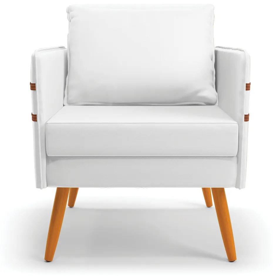 Kit 01 Namoradeira 02 Lugares e 02 Poltronas Mari Corino Branco Pés Palito Castanho - D'Rossi