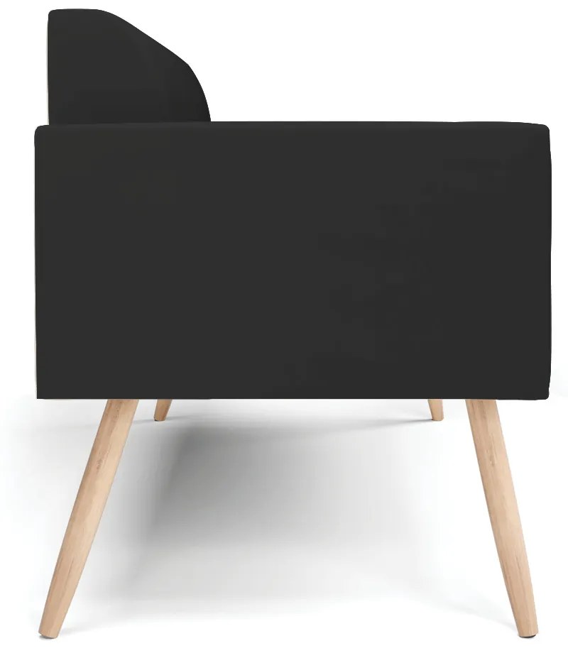Sofá Namoradeira Pés Palito Natural Marisa Veludo D03 - DRossi - Preto