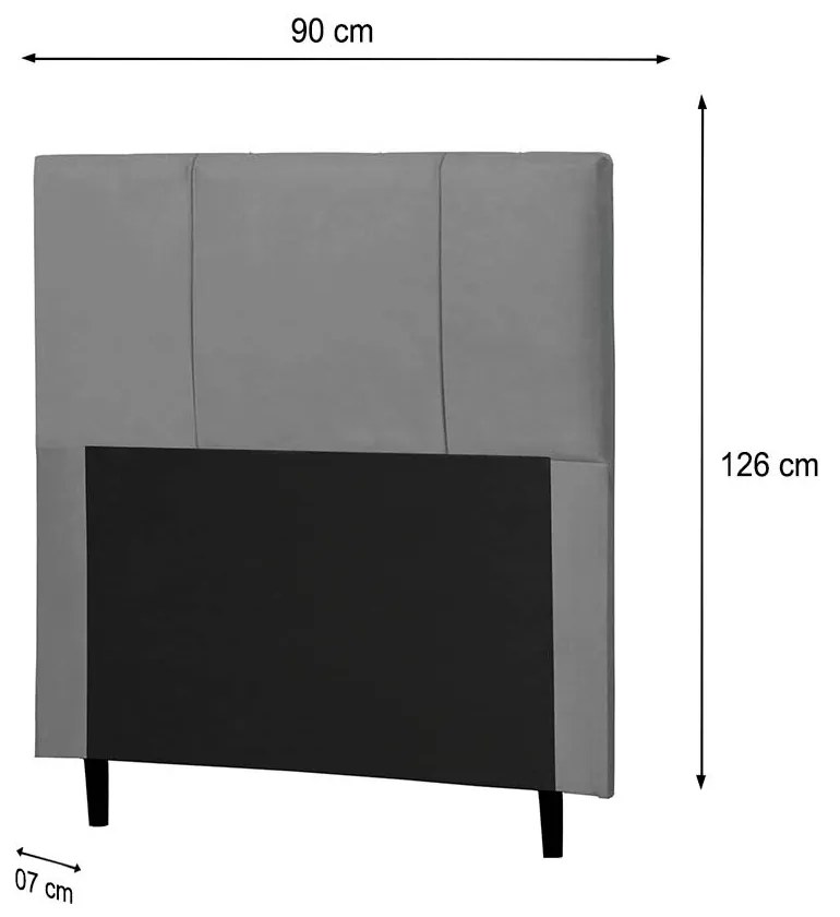 Cabeceira Donna Para Cama Box Solteiro 90 cm Suede Cinza - Drossi