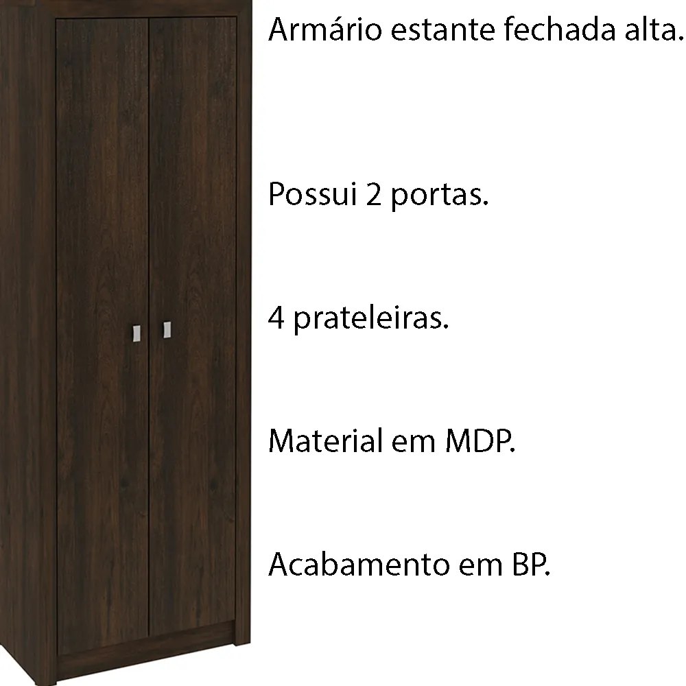 Armário Estante Alto para Escritório Home Office ME4105 MDP Rustico G69 - Gran Belo