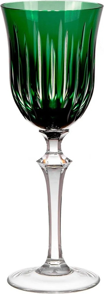 Taça de Cristal Mozart Basic Lapidado Artesanal p/ Água 460ml  Verde Escuro - 66