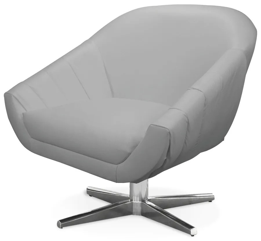 Poltrona Giratória Giovana Corino Base Cromada D03 - D'Rossi - Cinza