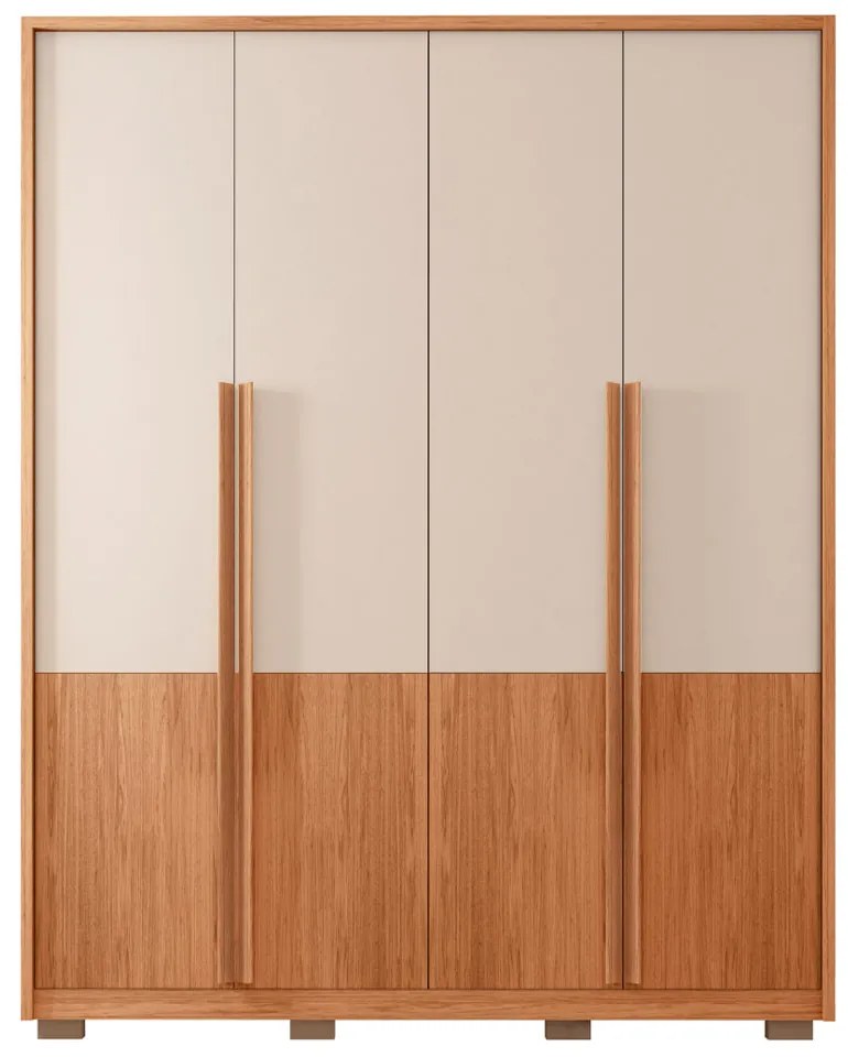 Guarda Roupa Solteiro Space com 4 Portas de Bater 3 Gavetas MDF Freijo/Offwhite G11 - Gran Belo