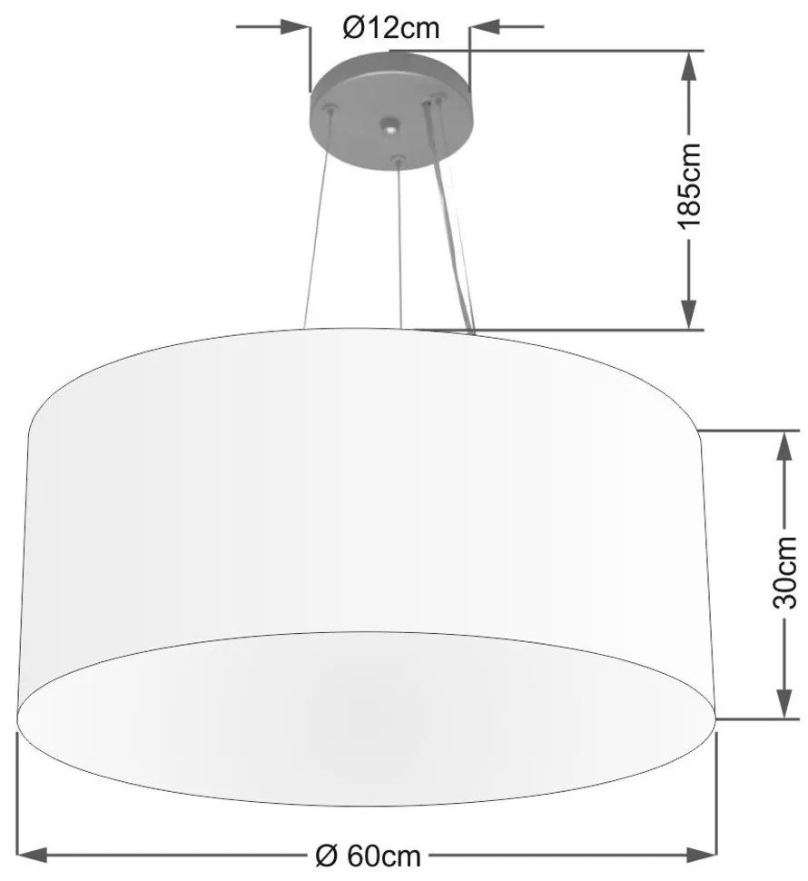 Lustre Pendente Cilíndrico Md-4074 Cúpula em Tecido 60x30cm Café - Bivolt