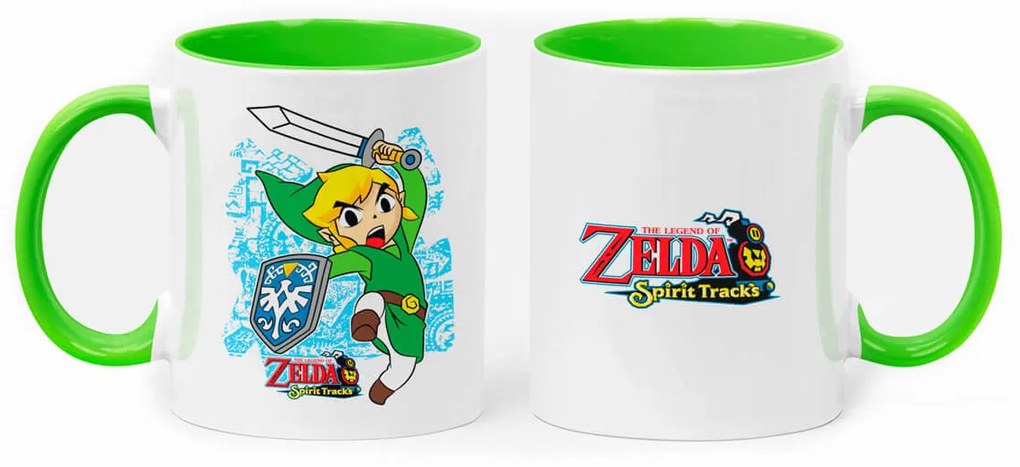 Caneca Link Jogo Zelda com Alça e Interior Verde Claro