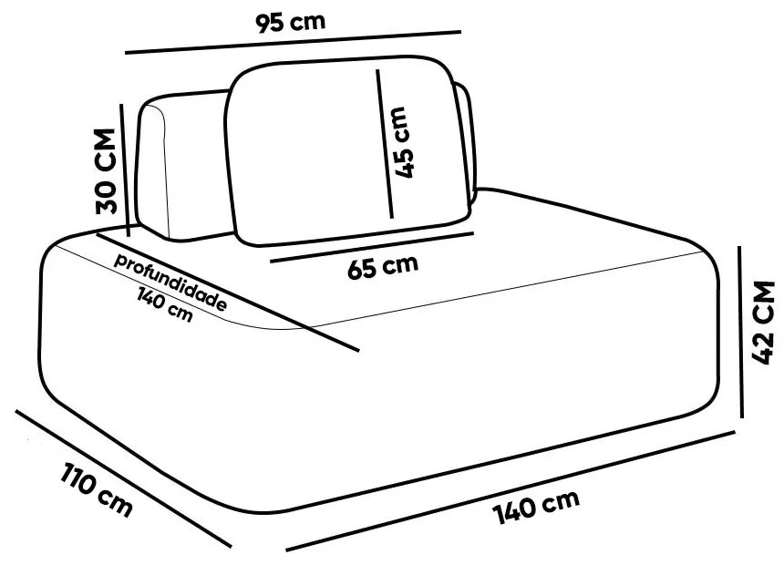 Sofá Módulo Central 140cm Orgânico Sala Berlim Bouclê K01 - D'Rossi - Caramelo