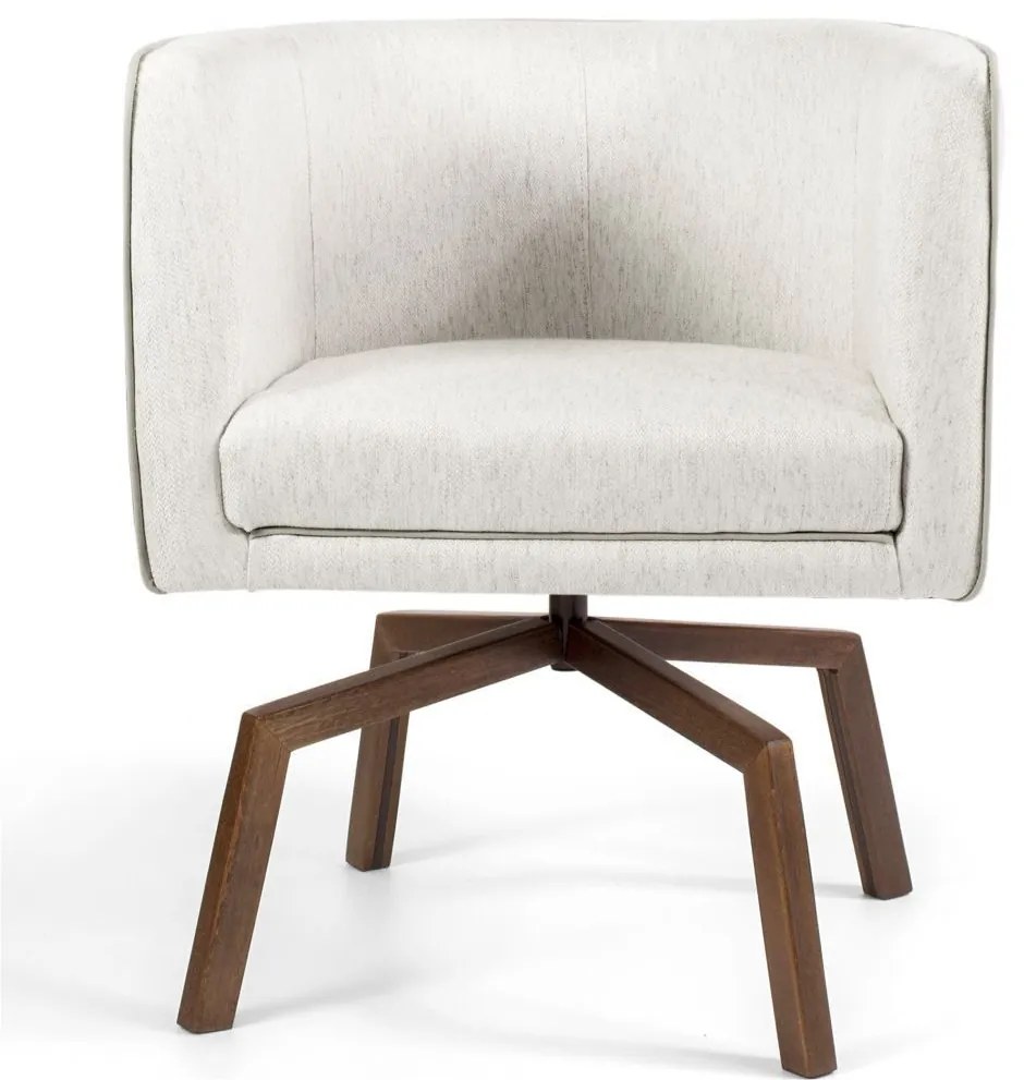 Kit 02 Poltronas Decorativas Sala de Estar Giratória Ka Nix Linho Creme G15 - Gran Belo