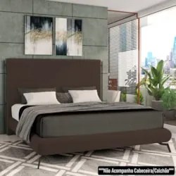 Cama Queen Base Box 158x198cm Pés de Ferro Cold Z37 Veludo Marrom - Mp