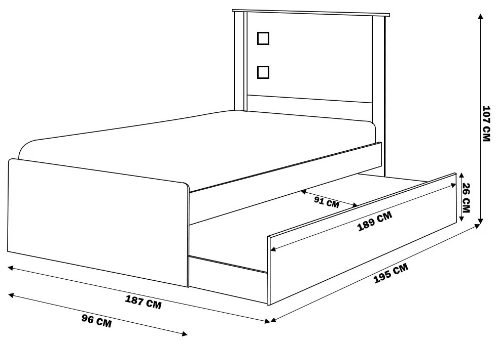 Cama Bibox Solteiro Reino Branco/Preto G68 - Gran Belo