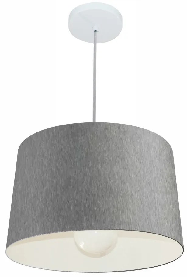 Lustre Pendente Cone Md-4241 Cúpula em Tecido 30/45x40cm Rustico Cinza - Bivolt