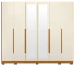 Guarda Roupa Casal 270cm com Espelho Fascine A02 Off/Cinamomo - Mpozen