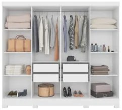 Guarda Roupa Casal 8 Portas 4 Gavetas 236cm Ágata Z17 Branco - Mpozena