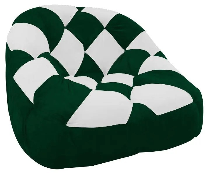 Poltrona Redonda Tipo Puff Dama Suede Verde e Branco C05 - D'Rossi