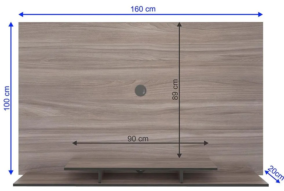 Painel Para TV Até 60" 1 Nicho 3 Prateleiras Cinza Carvalho