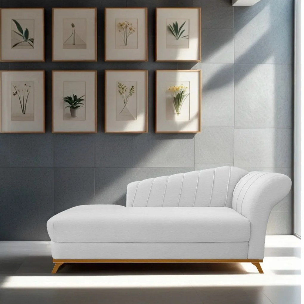 Recamier Vanessa 185cm Lado Esquerdo Corano Branco - ADJ Decor