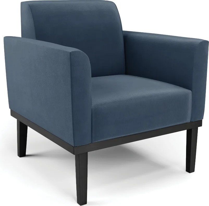 Poltrona Decorativa Isabella Pés Fixo em Madeira Preto Suede Azul Marinho G19 - Gran Belo