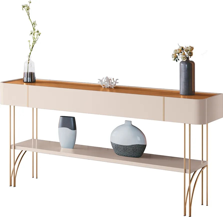 Aparador Decorativo Rennes MDP/MDF Pés de Aço G26 - Gran Belo - Off White/Cinamomo