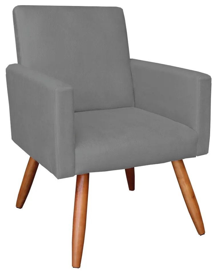 Poltrona Nina Suede Grafite Pés Palito Castanho M11 - D'Rossi