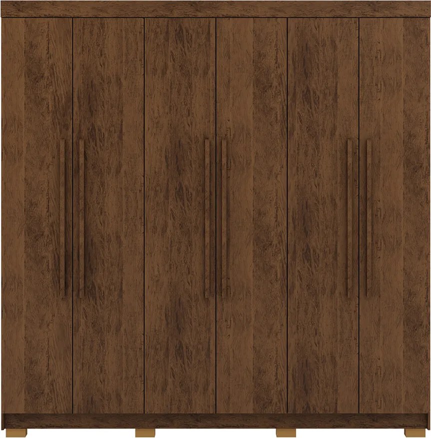 Guarda Roupa Casal Doral 218cm 6 Portas de Bater 2 Gavetas Nogueira G98 - Gran Belo