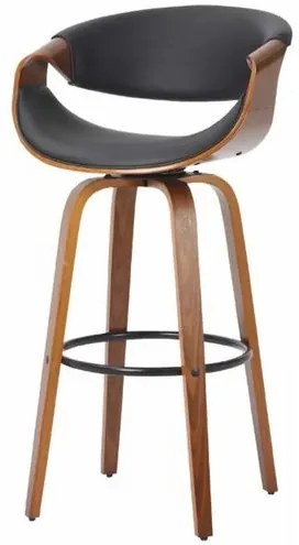 Banqueta Munique Assento Couro Ecologico Preto Base Madeira 105 cm - 70794 Sun House