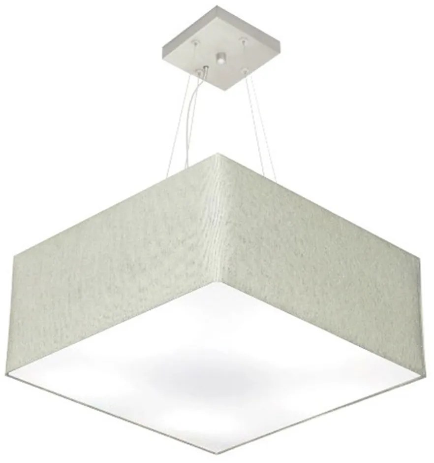 Lustre Pendente Quadrado Md-4071 Cúpula em Tecido 30/70x70cm Rustico Cinza - Bivolt