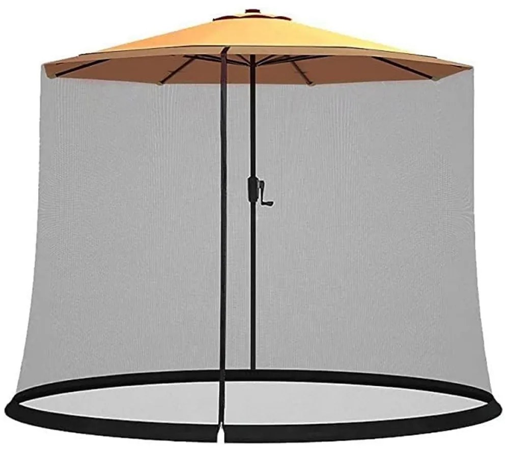 Ombrelone Externo Cobertura 330cm c/Mosquiteiro Estrutura em Aço c/Manivela Bege G31 - Importway