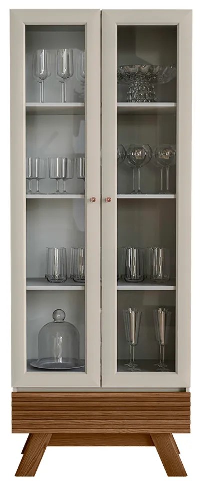 Cristaleira Maju 2 Portas Freijó e Off White 71x185 cm L04 - D'Rossi