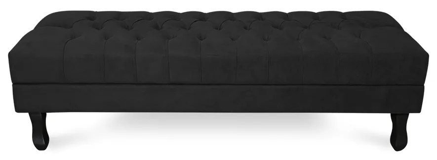 Puff Baú Decorativo Capitonê Luis XV 140x40cm Suede Preto - Sheep Estofados - Preto