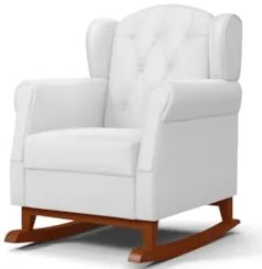 Kit 02 Poltronas Amamentação Base Madeira Balanço Lucy Z39 Sintético B